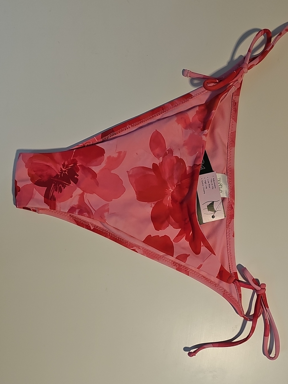 Wild Fable Women's L Pink Floral High Leg Tie-Side Bikini Bottom